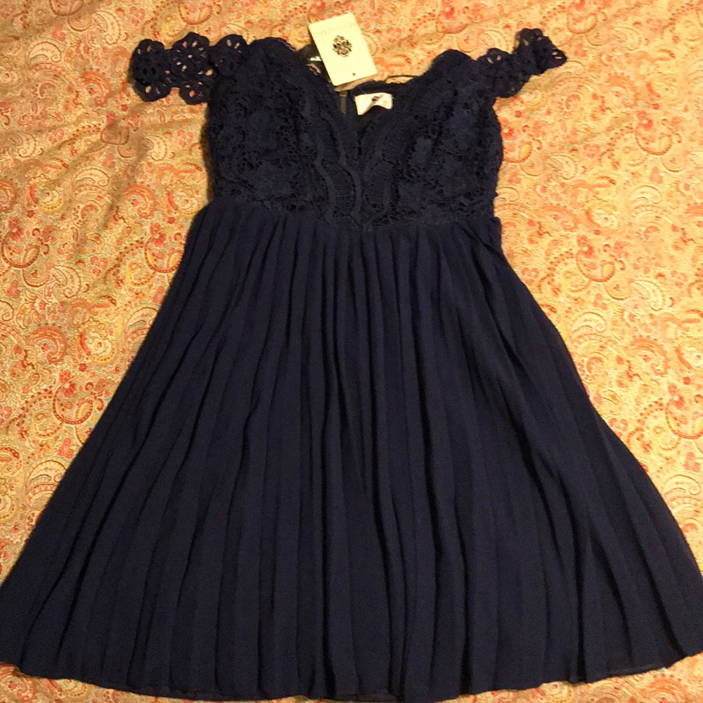 Navy Blue off the shoulder dress
